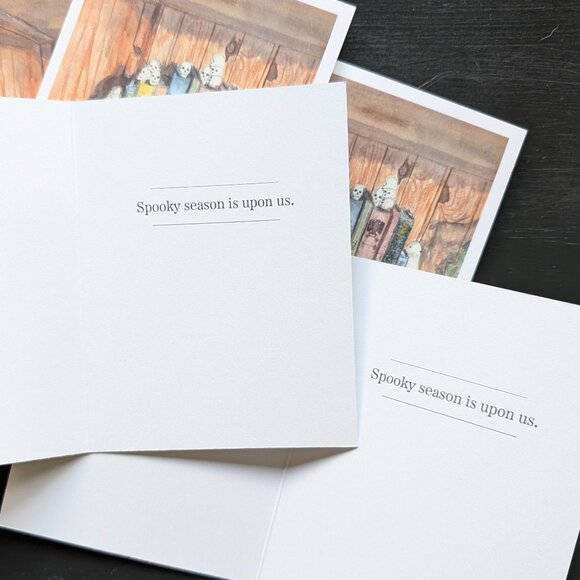 Spooky Season is Upon Us - Set of 5 Watercolor Print Cards and Envelope Seals - Picture 5 of 8